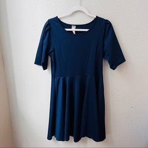 COII blue jersey short sleeve womens skater dress L